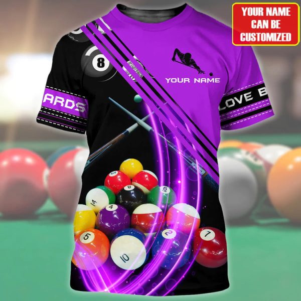 Personalized Billiard Shirt, 3D All Over Printed Colorful Tshirt For Billiard Player, Billiard Team Uniform